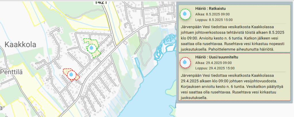 Karttakuva Järvenpään Kaakkolasta.