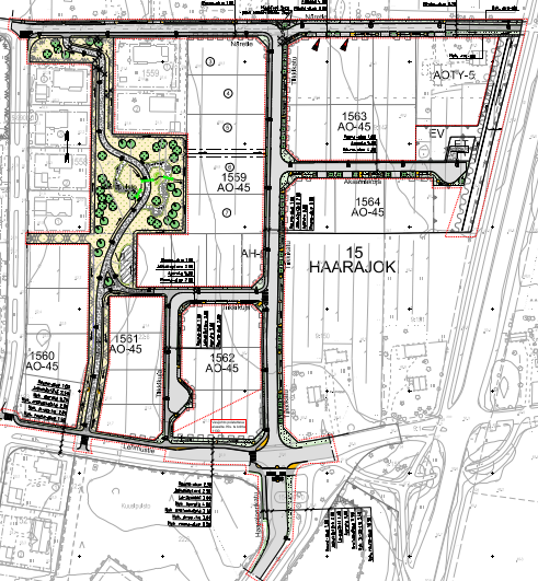 Karttakuva Lehmustien liikennejärjestelyistä.